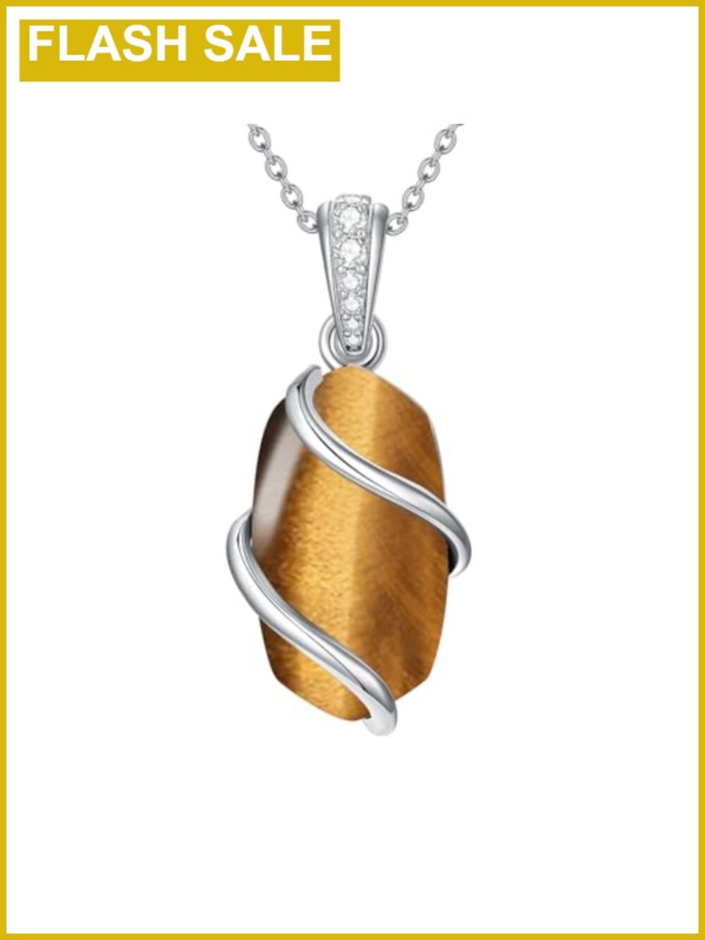 Sterling Silver Tiger Eye Pendant Necklace Dainty Gemstone